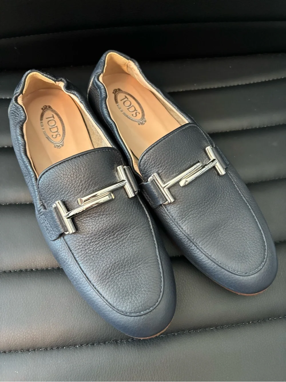 Tod's Navy Leather Bit Loafers
